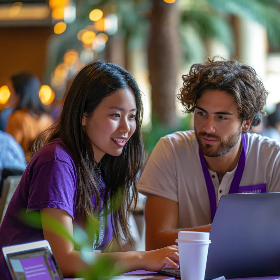 Couple jeune échangeant dans le salon